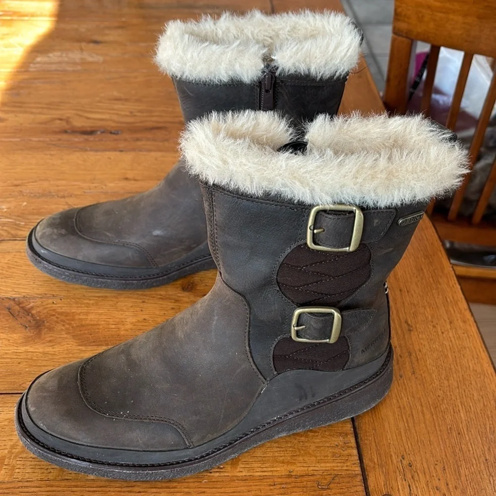 Merrell Women’s Tremblant Ezra Buckle Polar Waterproof Boots Espresso Size 7.5